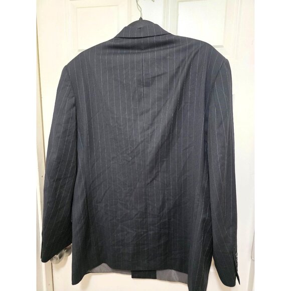Oscar De La Renta Double-Breasted Pinstripe Suit Jacket Men's Black 41R Classic - Picture 3 of 9